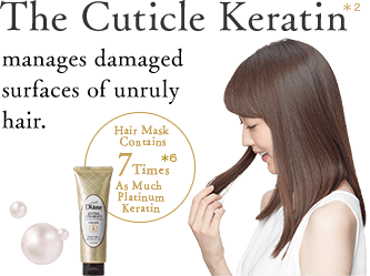 The Cuticle Keratin manages damaged
surfaces of unruly hair.