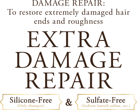 DAMAGE REPAIR: To restore extremely damaged hair ends and roughness EXTRA DAMAGE REPAIR Silicone-Free(Only shampoo)&Sulfate-Free(Sodium laureth sulfate, etc.)